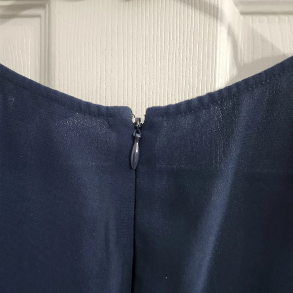 Cabi navy blue french chiffron jumpsuit #303 pockets size xs - Picture 9 of 11